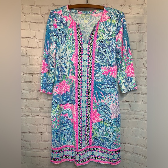 Lilly Pulitzer Dresses & Skirts - Lilly Pulitzer Vibrant Pink Turquoise Coral Dress Size S